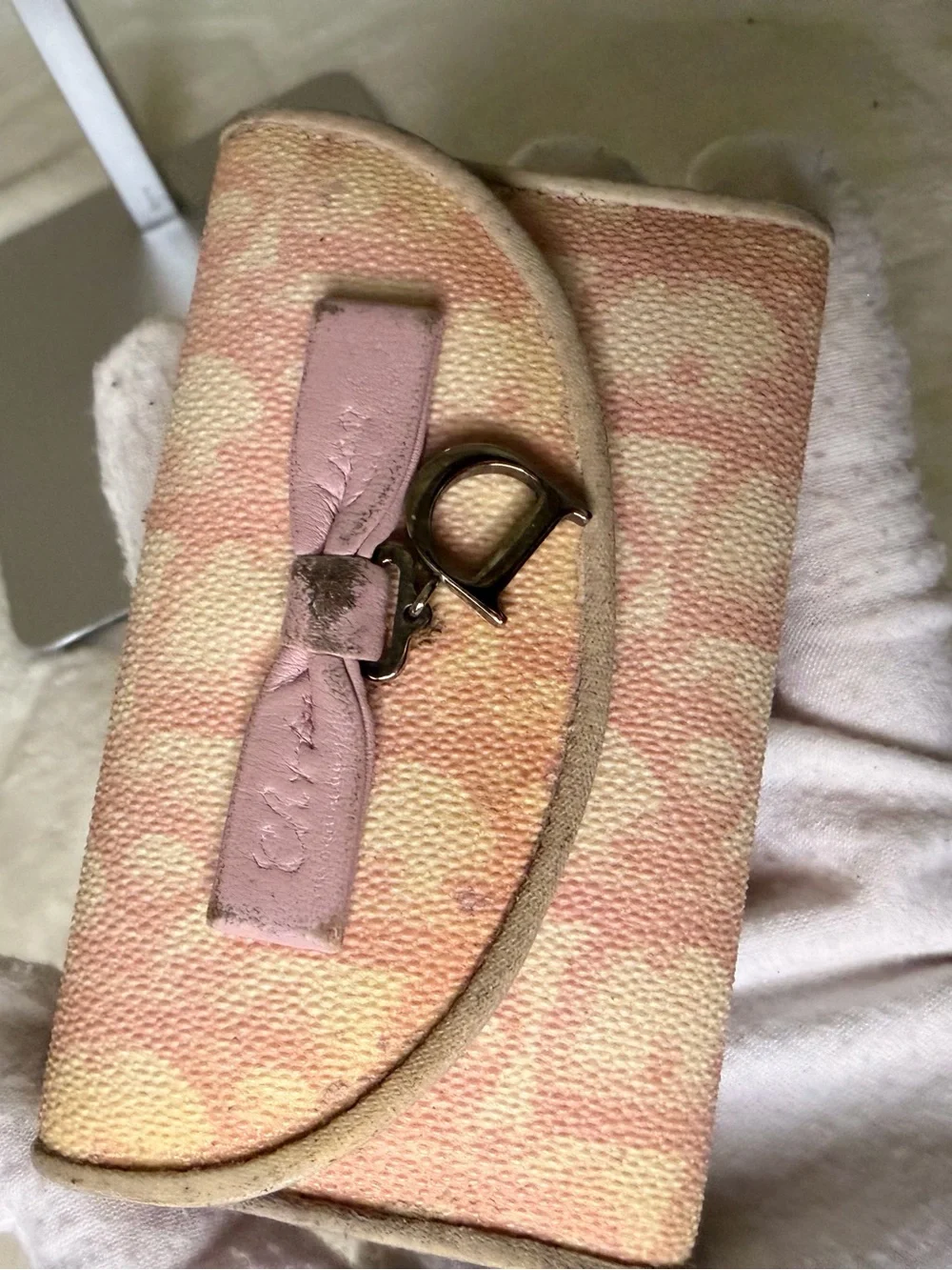 Christian Dior Vintage Trotter Key Case in Pink with Silver 'D'